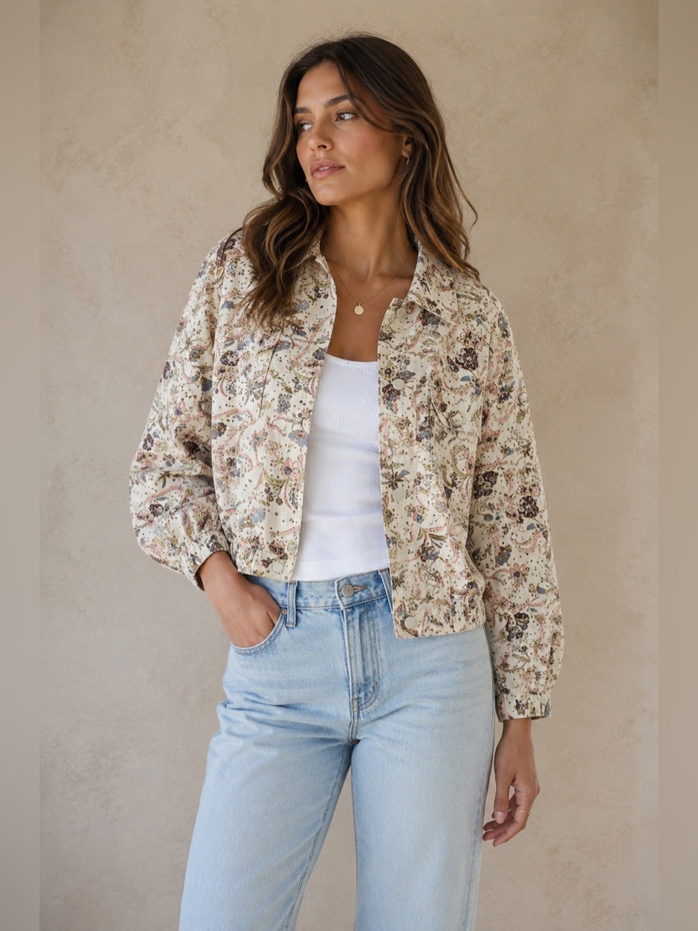 Solitaire Floral Eyelet Jacket Anthropologie Boho Cropped womens Large